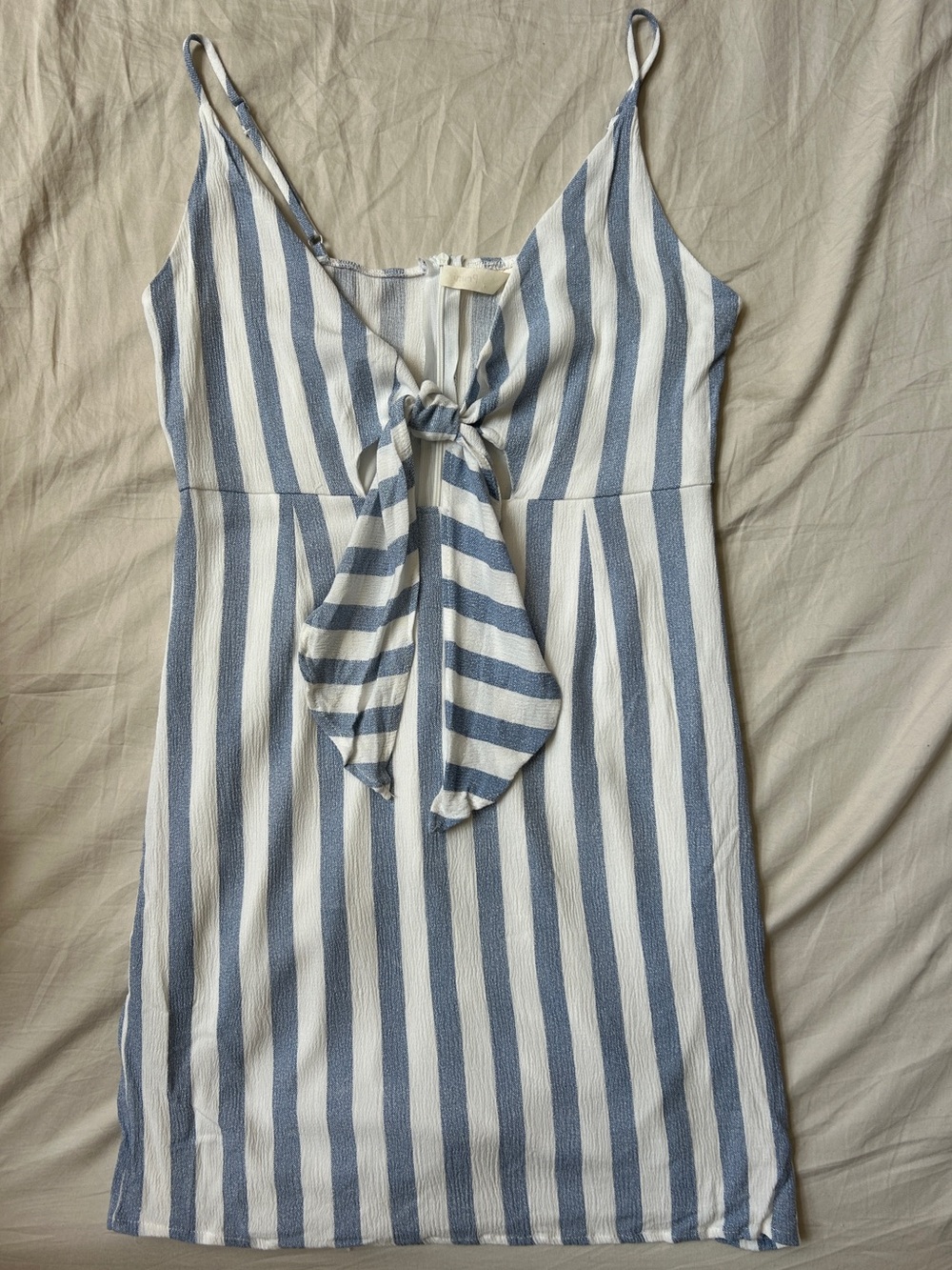 Primi Blue & White Striped Front Tie Keyhole Cami Sundress | Fits Size M